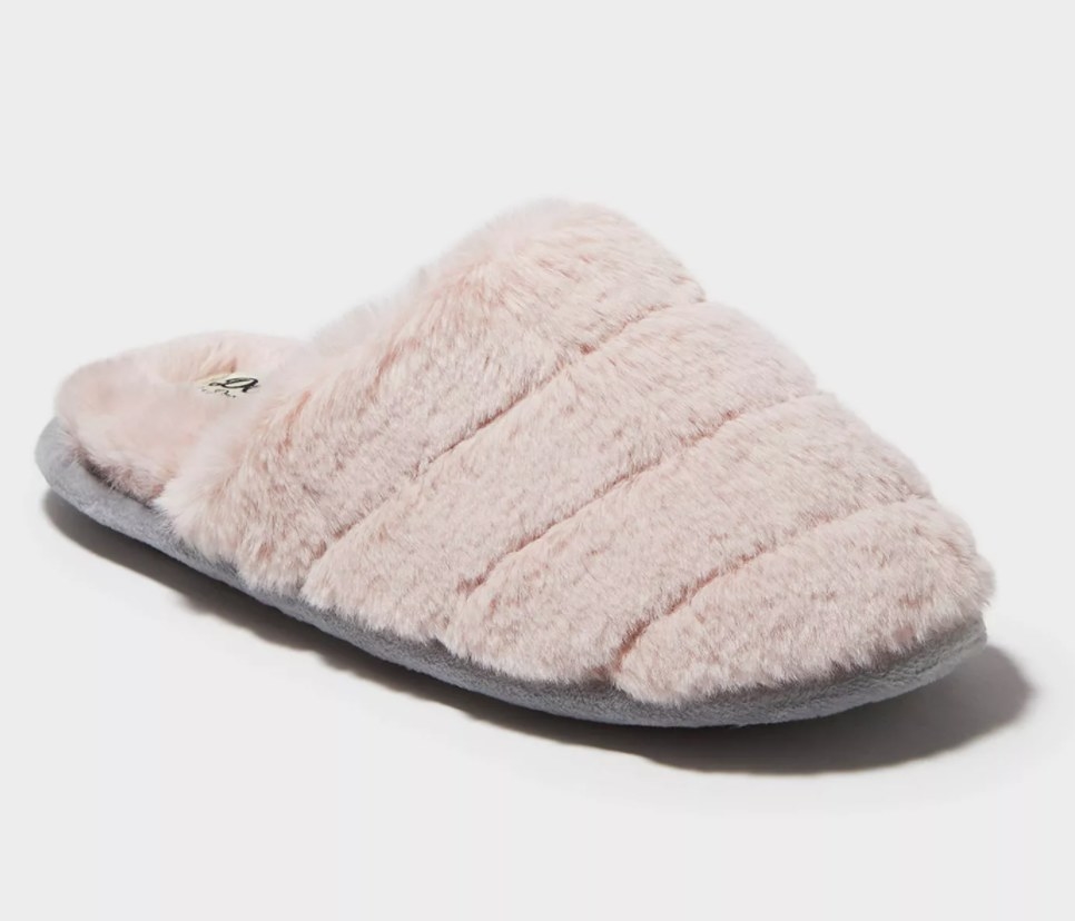 the slippers in pale pink