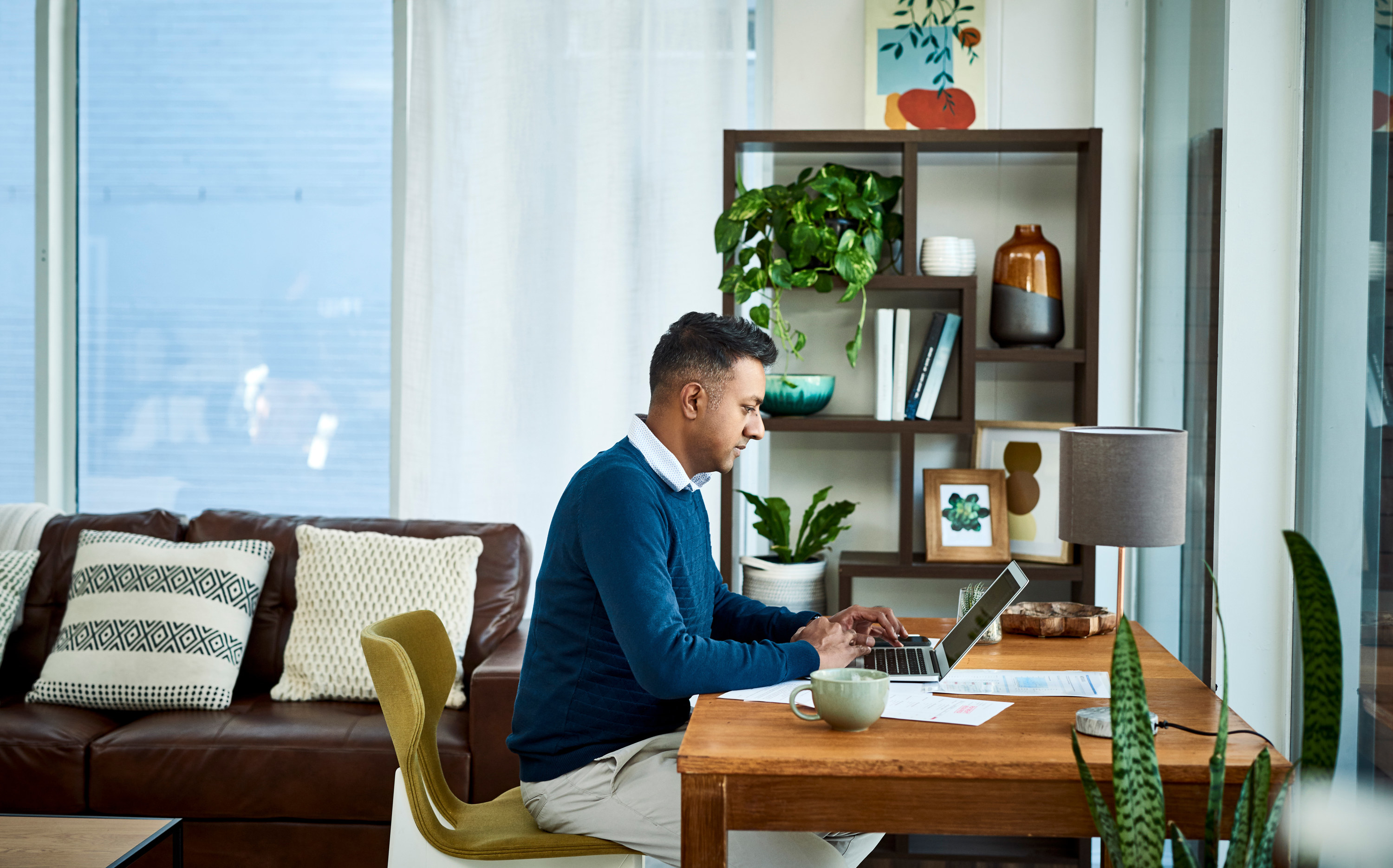 Man working from home at his desk