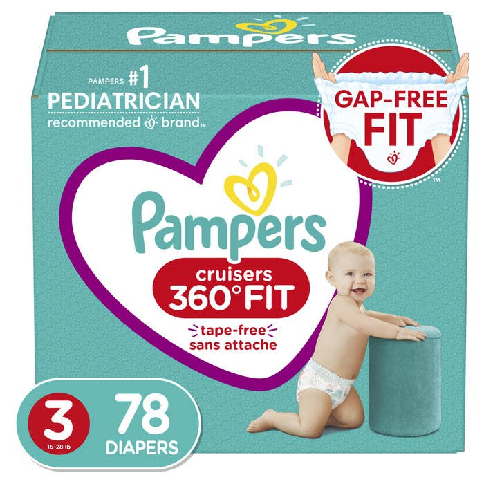 A box of Pampers 360 fit