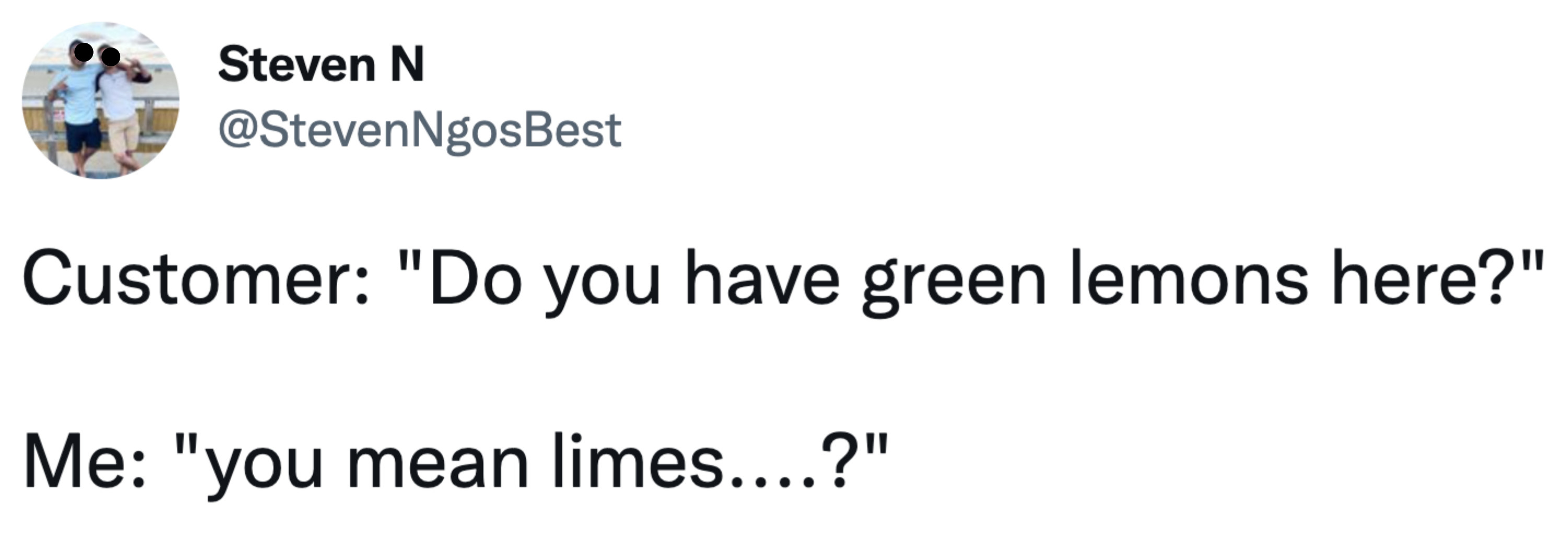 person calling limes green lemons