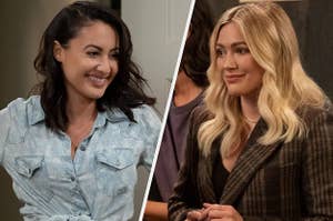 Francia Raisa and Hilary Duff in How I Met Your Father