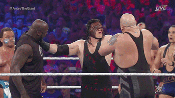 Shaq and Big Show choke slam Kane