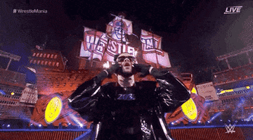 Fireworks erupt as Bad Bunny celebrates on WrestleMania stage