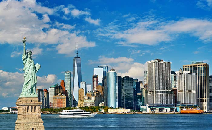 The Statue Of Liberty with New York City in the background