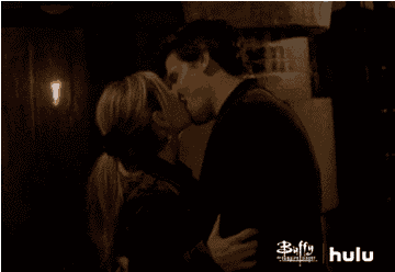 Angel and Buffy kissing