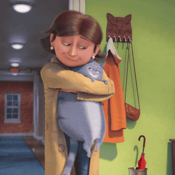 Gif of character hugging cat in &quot;The Secret Life of Pets&quot;