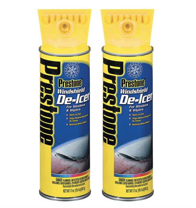 Two cans of the yellow de-icers