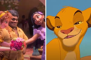 Isabela is singing to her family on the left with Simba looking down on the right