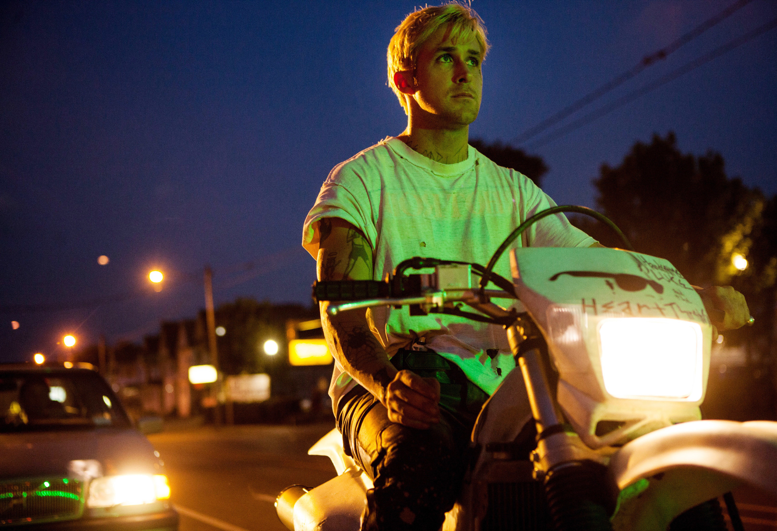 Ryan Gosling&#x27;s character rides a motorcycle