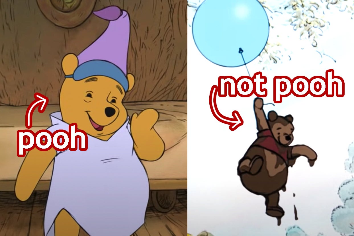 Pooh with the caption "pooh" and pooh as a little black raincloud with the caption "not pooh"