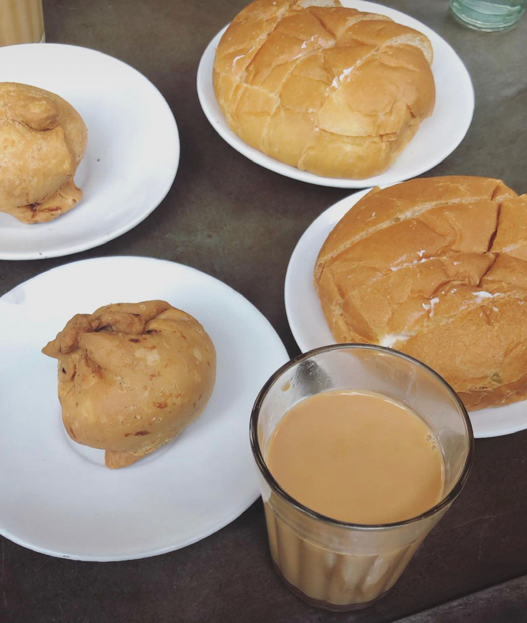 Samosas, buns, and chai