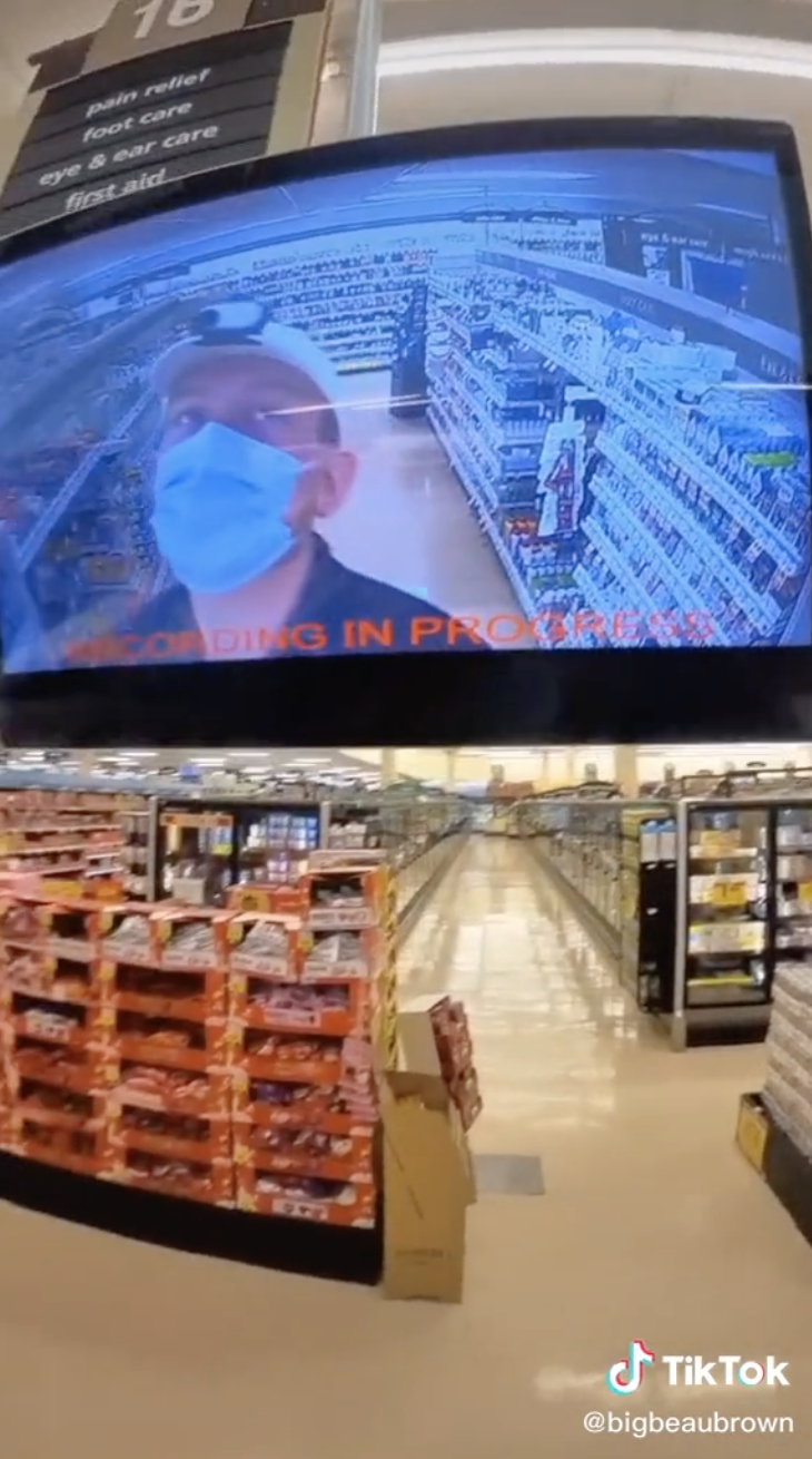 POV showing Beau at the height of the in-store video