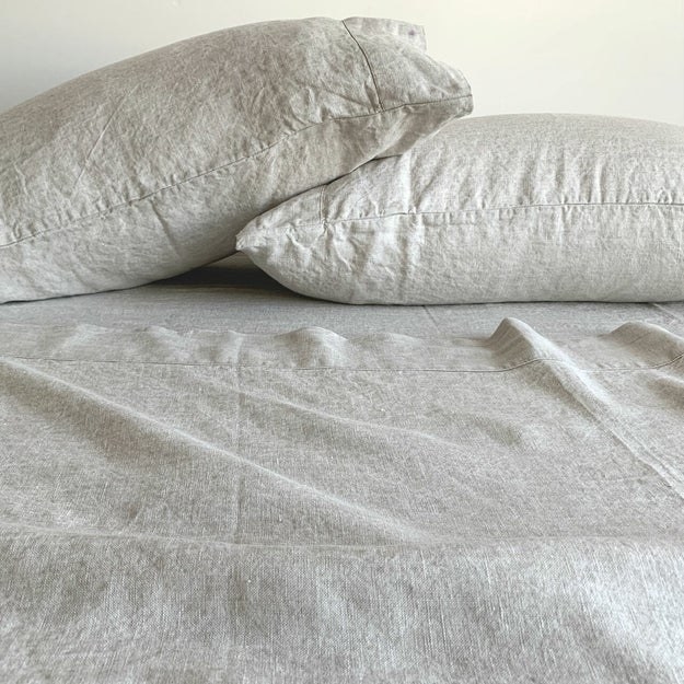 light tan linen sheets and matching pillowcases