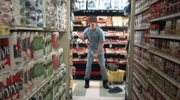 mopping in a grocery store