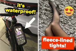 A split thumbnail of a bike and a person wearing tights