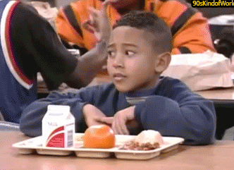 TJ from &quot;Smart Guy&quot; looks embarrassed while eating lunch in the school cafeteria