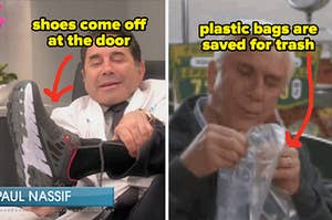 shoes come off at the door and plastic bags are saved for trash