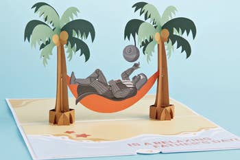 3D card with darth vader in a hammock on the beach