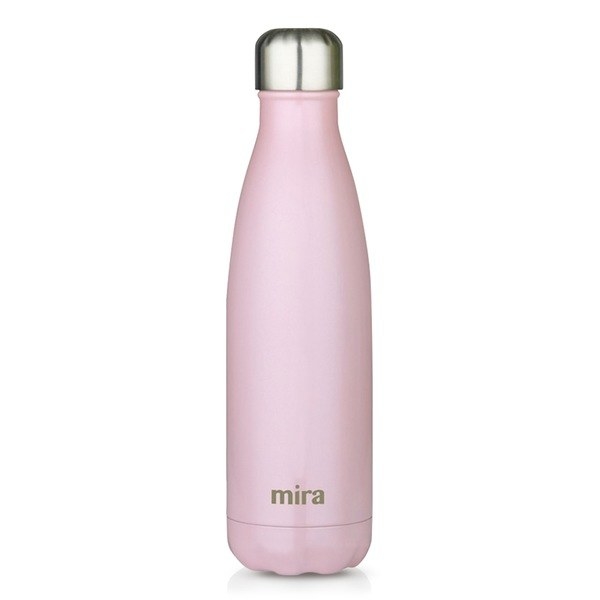 A pink Mira water bottle