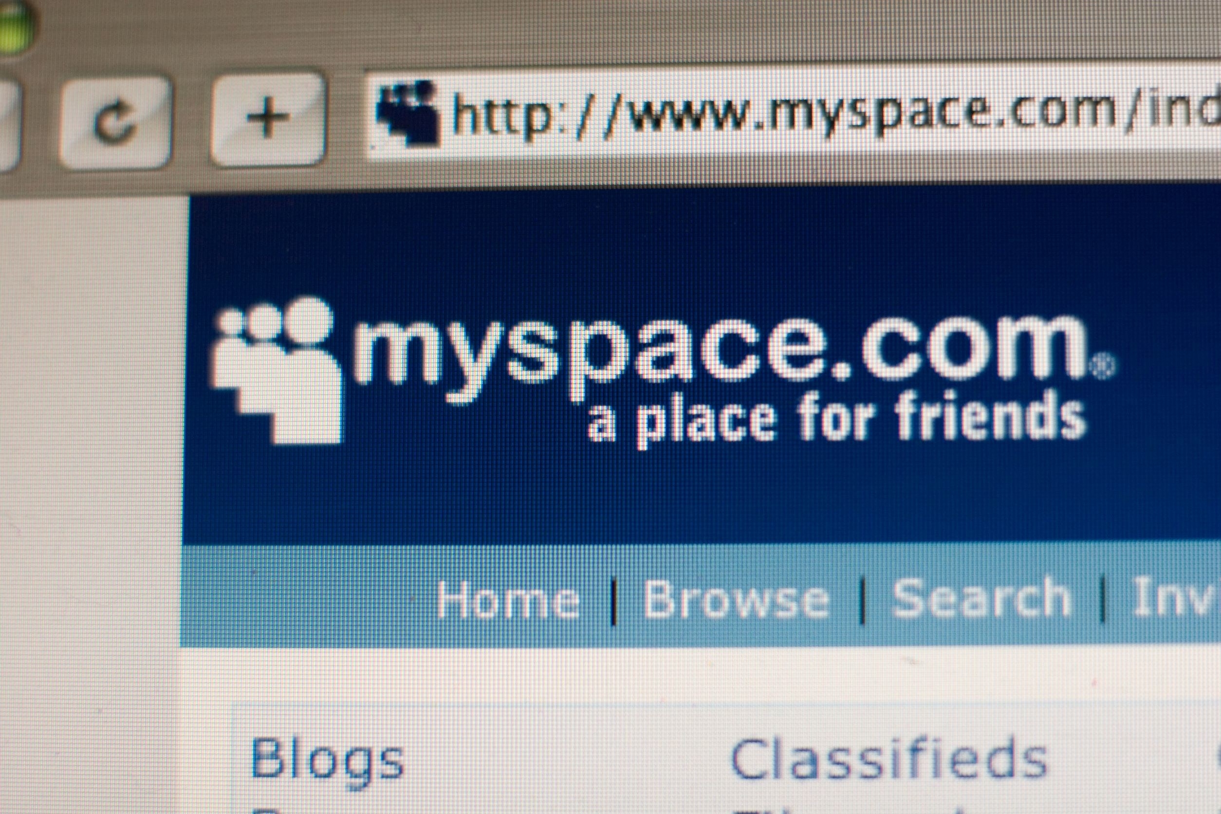 An image of the myspace homepage on a desktop