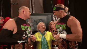 Betty White with the WWE New Age Outlaws
