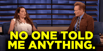Sona Movsesian sits across from Conan O&#x27;Brien and says &quot;No one told me anything&quot; in &quot;Conan&quot;