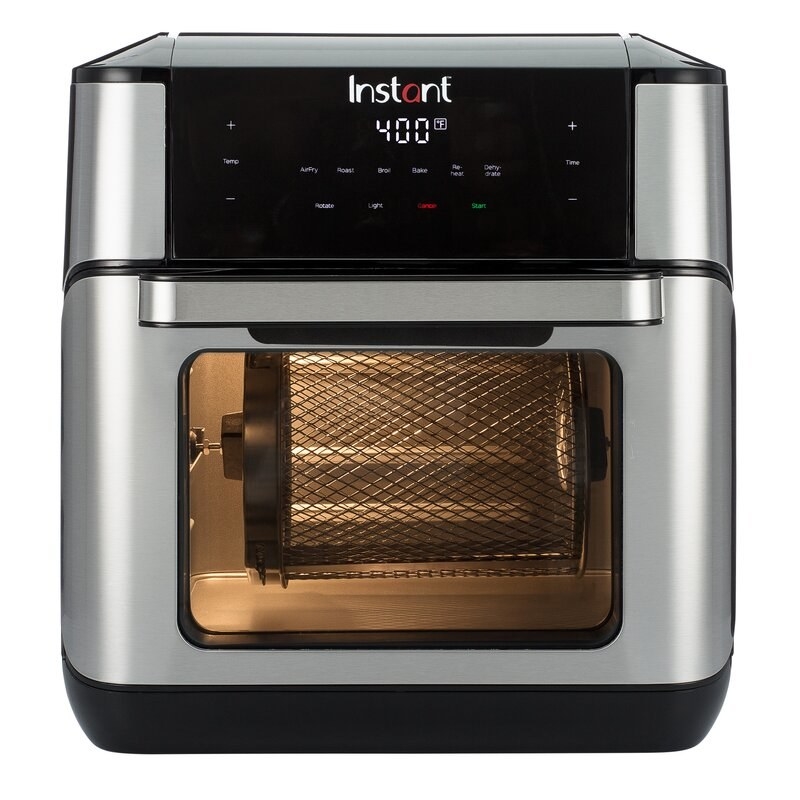 An image of a 7-in-1 air fryer oven that can bake, roast, air fry, and dehydrate food