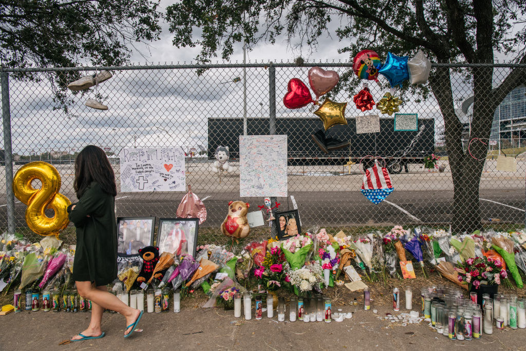 The makeshift memorial for the victims of the tragedy at AstroWorld