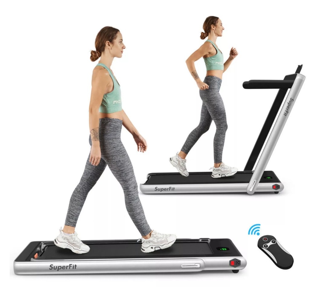 a model using the foldable treadmill