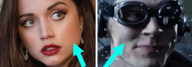 Ana de Armas as Paloma in No Time to Die and Evan Peters as Quicksilver in X-Men Days of Future Past