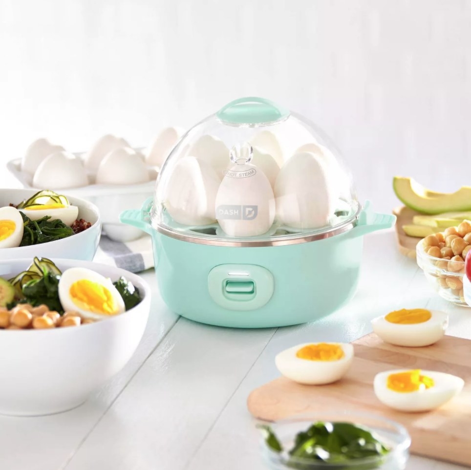 the egg cooker in blue