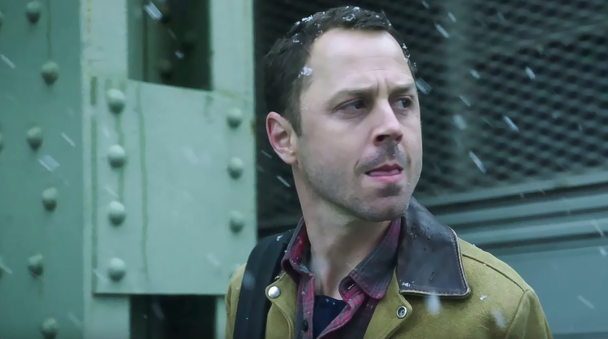 Giovanni Ribisi as Marius Josipović looking suspicious as snow falls on him in &quot;Sneaky Pete&quot;