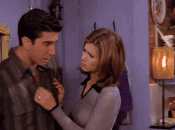 Ross and Rachel from friends kissing in &quot;the one with the prom video&quot;