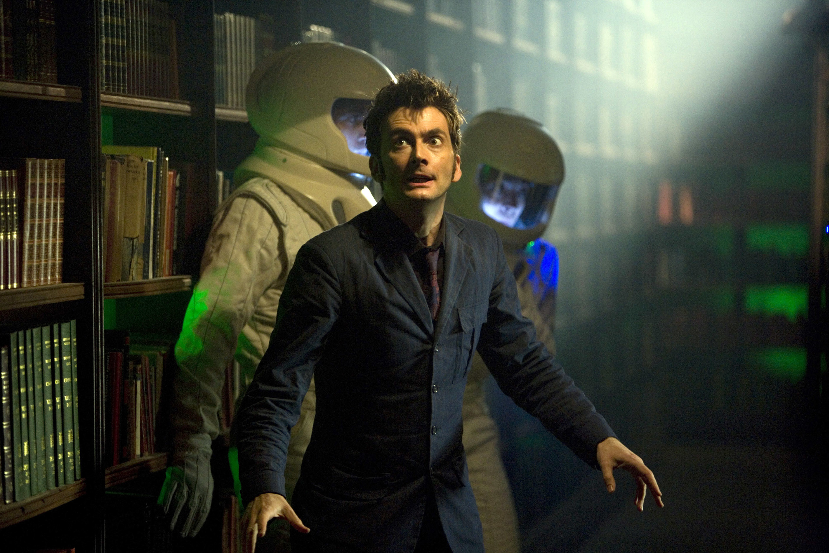 The doctor in a suit looking panicked