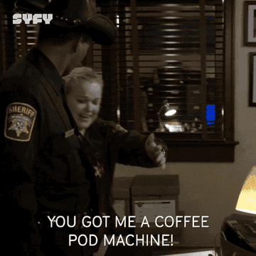 GIF of Sheriff Mike and Deputi Liv in Resident Alien