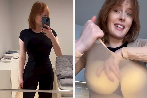 Karoline putting padding in her clothes