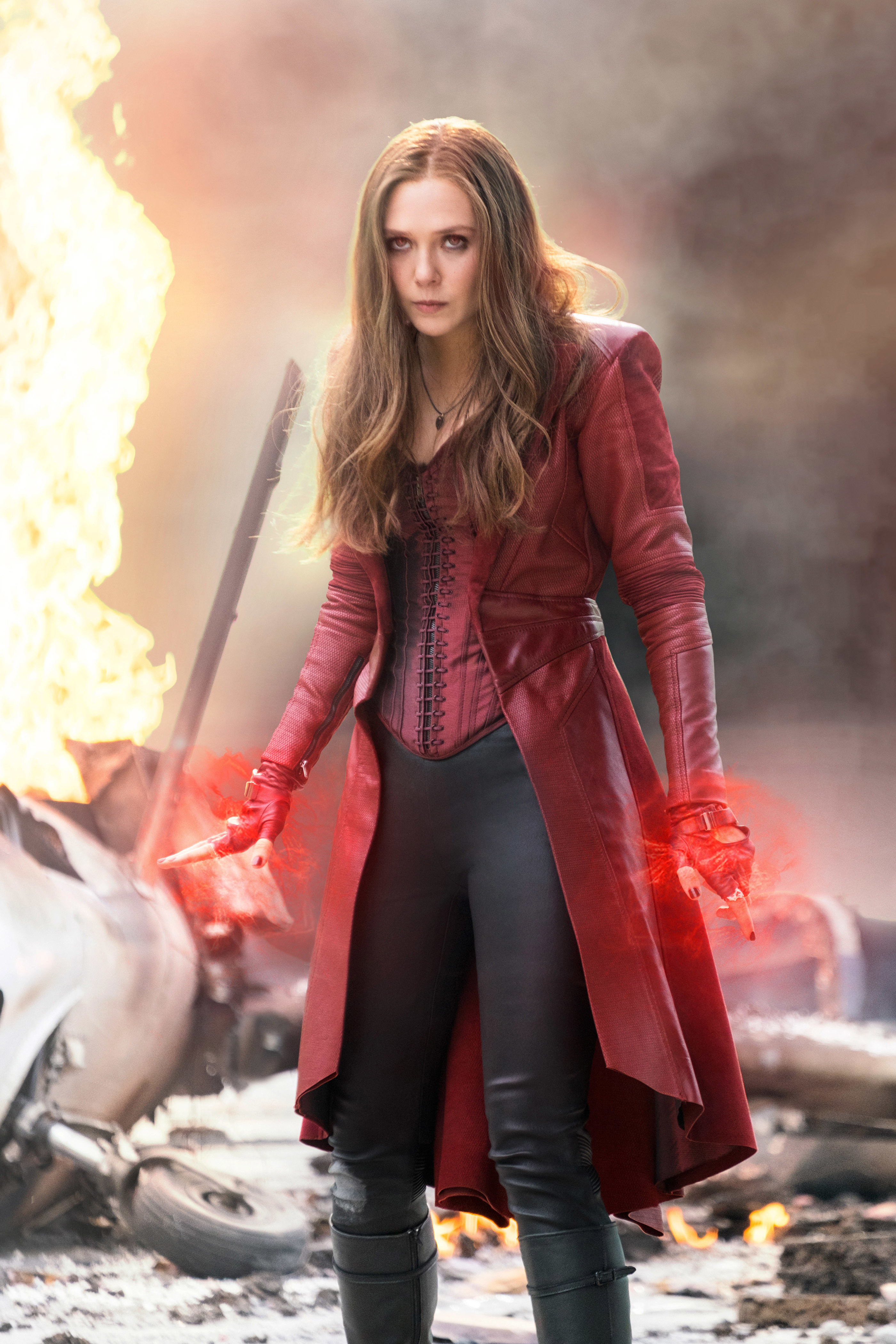 Scarlet Witch in her corseted costume