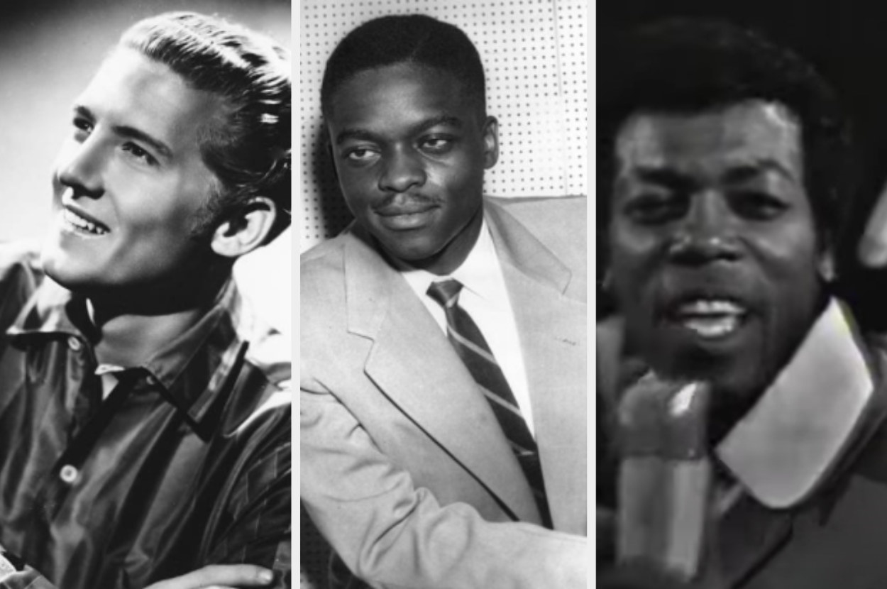 Left: Jerry Lee Lewis poses for a studio portrait around 1957, middle: Otis Blackwell circa 1970, right: Jack Hammer performs &quot;Granada&quot; in 1966