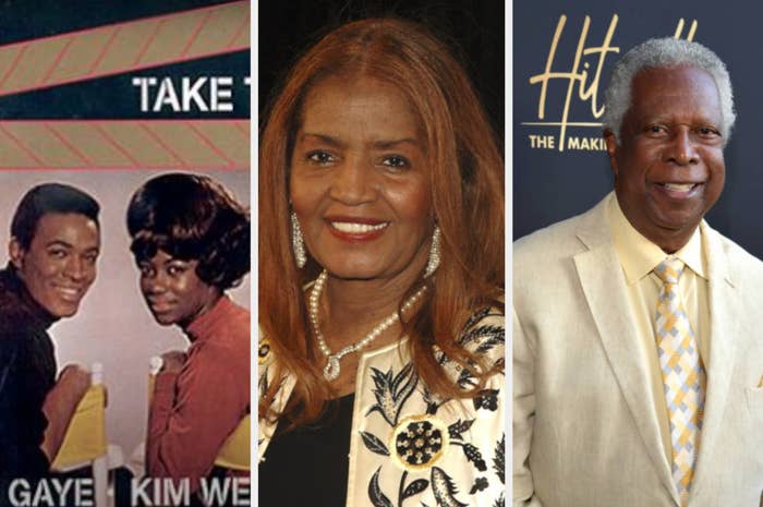 Left: Marvin Gaye and Kim Weston pose for a promotional photo, middle: Sylvia Moy at the 37th Annual Songwriter&#x27;s Hall of Fame Ceremony, right: William &quot;Mickey&quot; Stevenson at the premiere of Showtime&#x27;s &quot;Hitsville: The Making Of Motown&quot; on August 08, 2019