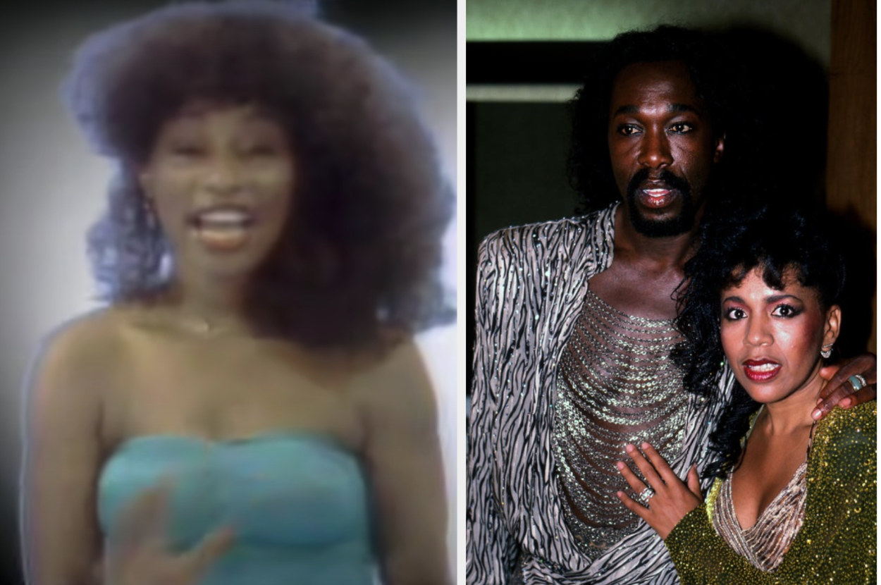 Left: Chaka Khan sings &quot;I&#x27;m Every Woman&quot; in the song&#x27;s music video, right: Nick Ashford and Valerie Simpson are seen backstage at the Holiday Star Theatre in July 1984