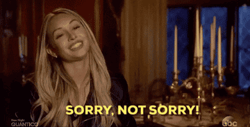 GIF woman saying sorry not sorry