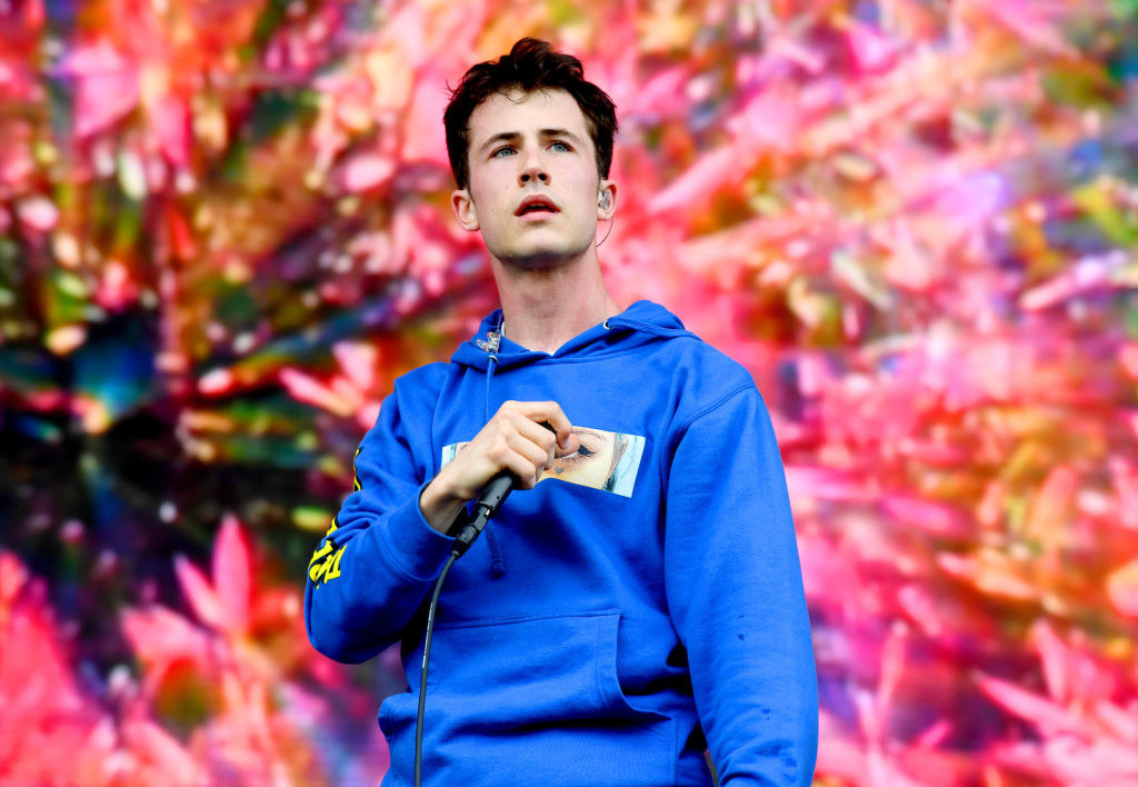 Dylan Minnette performing on stage at Outside Lands with is band, The Wallows