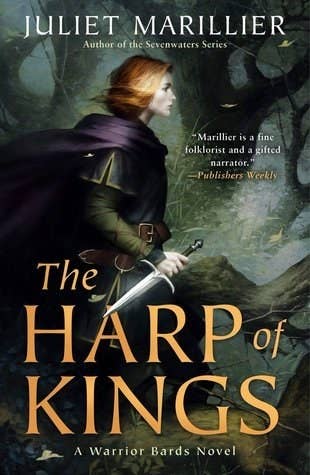 A person in medieval attire holding a sword in a forest on a book cover.