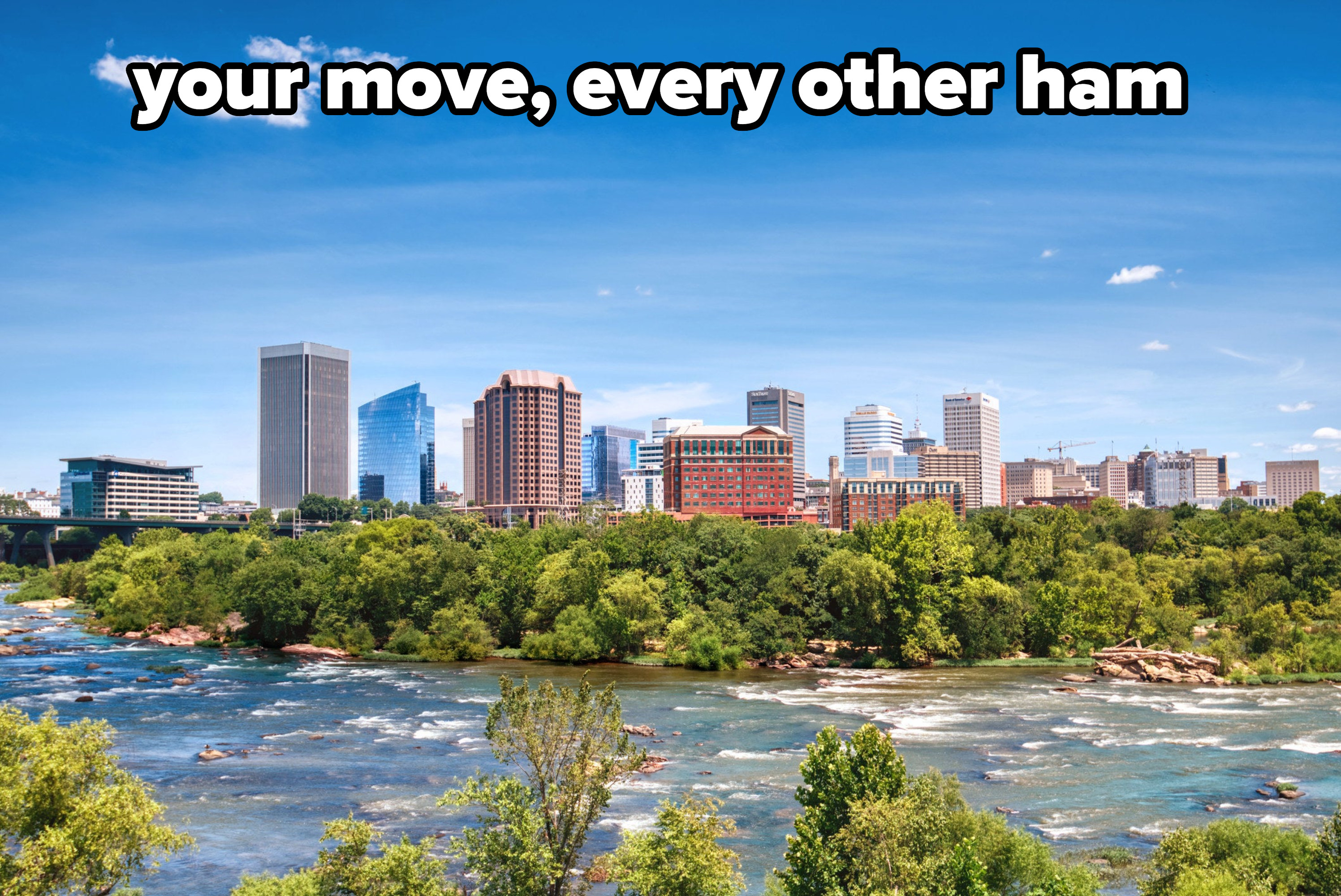 the skyline of Richmond Virginia, with caption: your move, every other ham