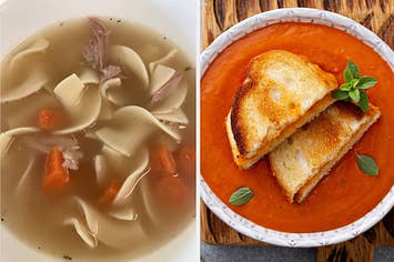 chicken noodle soup and tomato soup