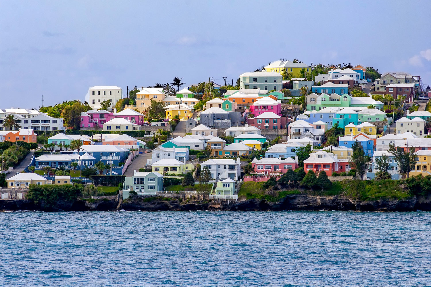 Colorful homes looking over the sea.