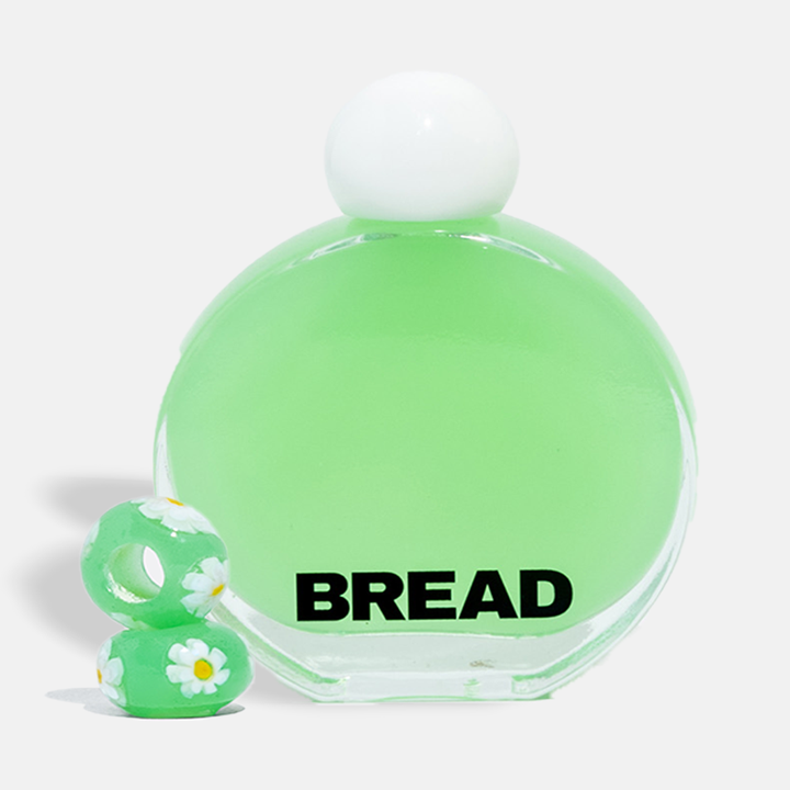 close up of the green oil and green sunflower beads