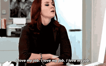 Devil wears prada GIF saying i love my job i love my job