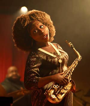 Dorothea Williams in "Soul" playing a saxophone