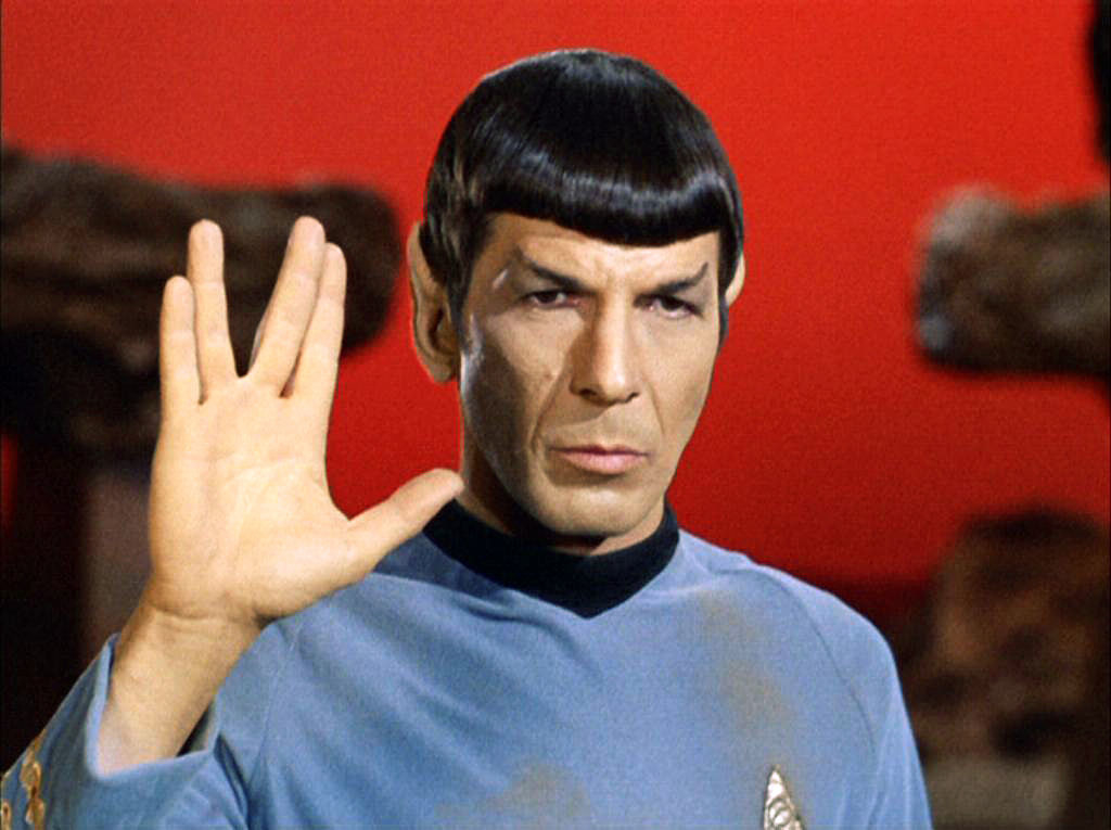 Spock gives the Vulcan salute